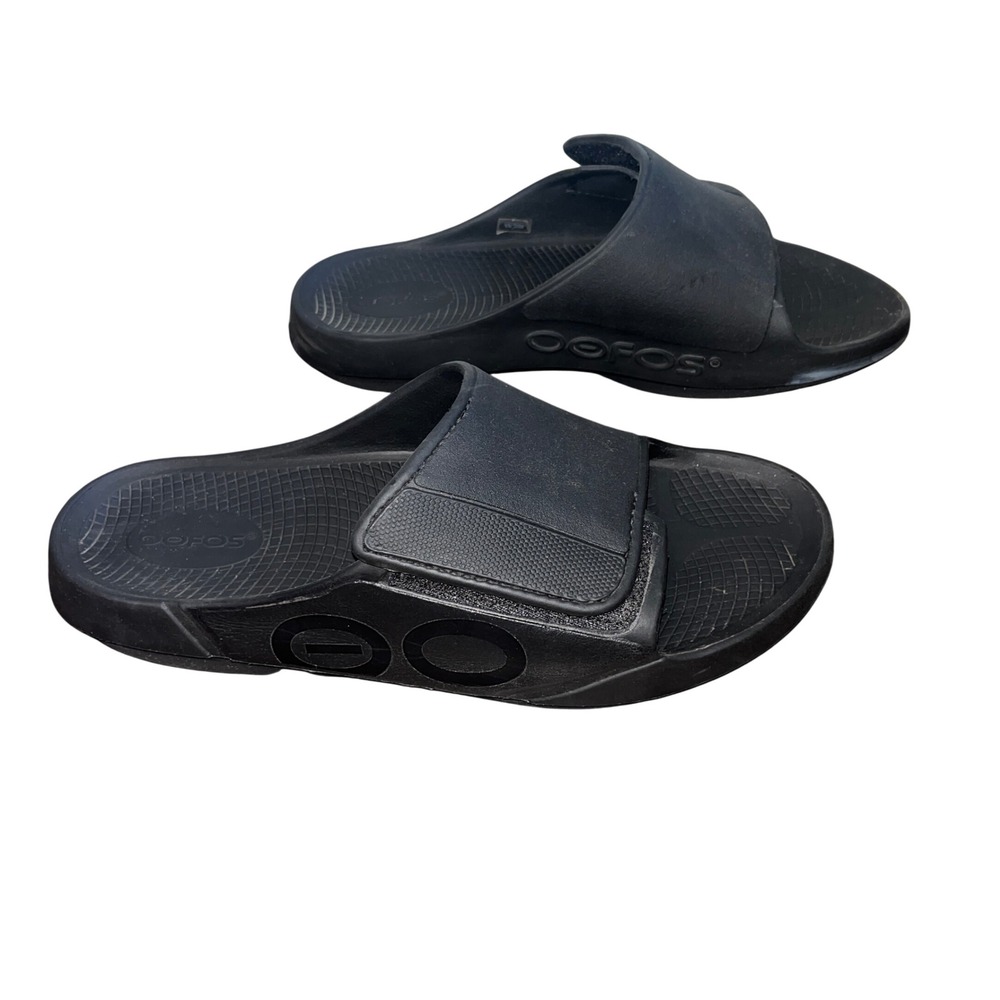 OOFOS OOahh Sport Flex Sandal Matte Black Recovery Slides M16 W18 EU‎ 49